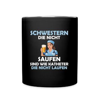 Krankenschwester Pflege Arzthelferin Pflegerin - Tasse einfarbig - Schwarz - Vorne