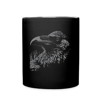 the raven ink detailed drawing - Full Colour Mug - black - Front