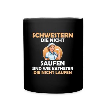 Krankenschwester Pflege Arzthelferin Pflegerin - Tasse einfarbig - Schwarz - Vorne
