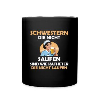 Krankenschwester Pflege Arzthelferin Pflegerin - Tasse einfarbig - Schwarz - Vorne