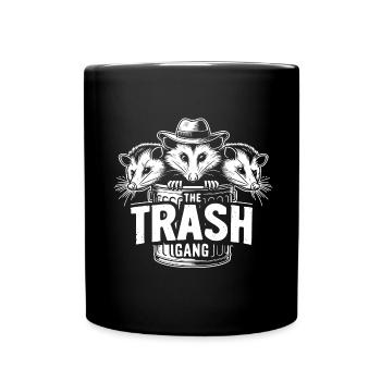 Trash gang three possums look out of the garbage can - Full Colour Mug - black - Front