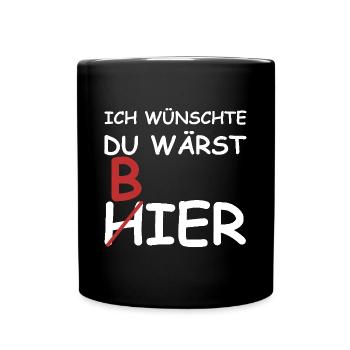 Ich wünschte du wärst Bier | Party, grillen - Tasse einfarbig - Schwarz - Vorne