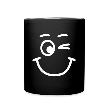 Zwinkergesicht | lustige Bilder, Humor, zwinkern - Tasse einfarbig - Schwarz - Vorne