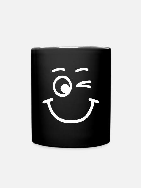 Zwinkergesicht | lustige Bilder, Humor, zwinkern - Tasse einfarbig - Schwarz