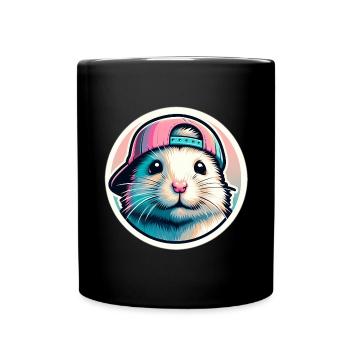 Hamster with cap in pastel - Full Colour Mug - black - Front