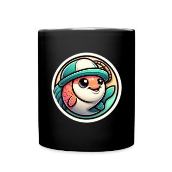 Poisson au chapeau de pêcheur - Mug uni - noir - Devant