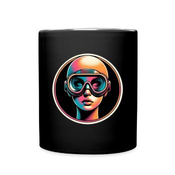 Femme avec des lunettes de plongée Plongeuse en pastel - Mug uni - noir - Devant