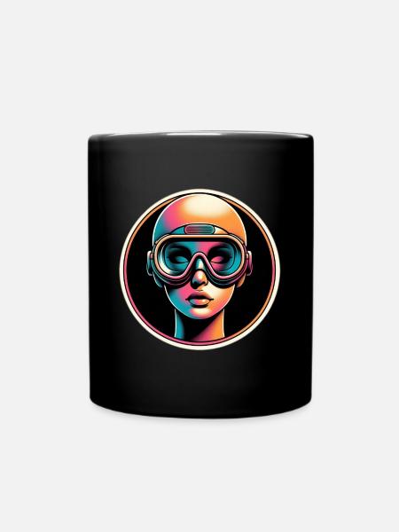 Frau mit Taucherbrille Taucherin in Pastell - Tasse einfarbig - Schwarz