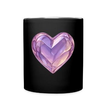 Coeur en verre 3D violet - Mug uni - noir - Devant