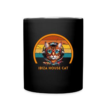 Ibiza House Cat Summer T-Shirt DJ Cat - Full Colour Mug - black - Front