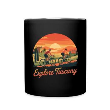 Explore Tuscany Italy Bike Tuscany Gravel Bike - Full Colour Mug - black - Front