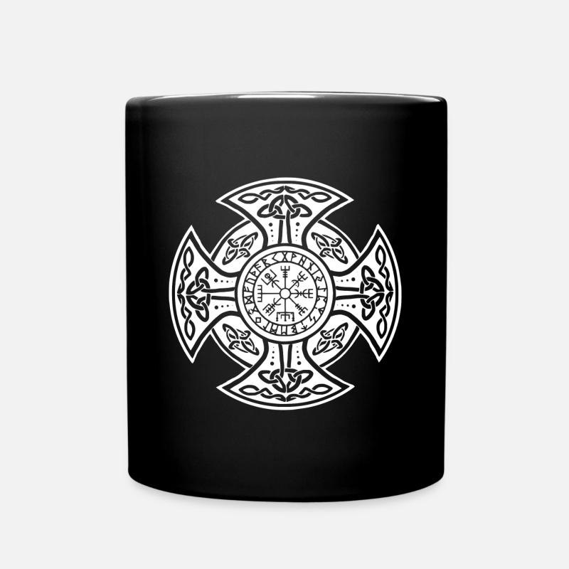 Kreuz Runen weiss - Tasse einfarbig - Schwarz