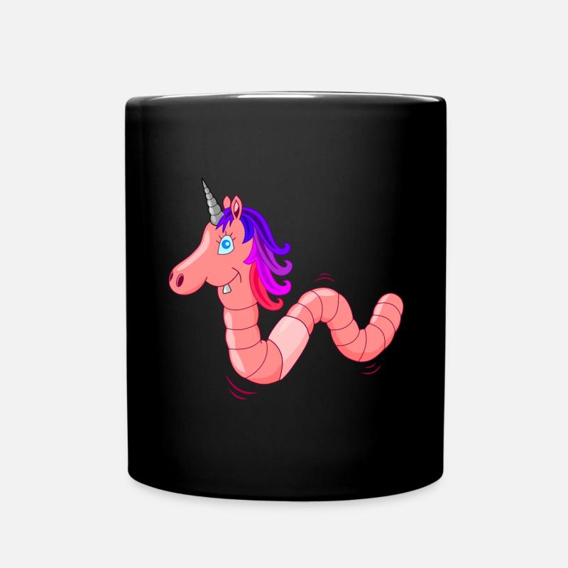 Uniworm, Regenwurm + Einhorn, coolstes Einhorn - Tasse einfarbig - Schwarz