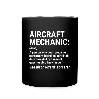 Lustiges Flugzeugmechaniker-Definitions-Geschenk-T-Shirt - Tasse einfarbig - Schwarz - Vorne