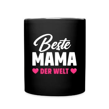 Beste Mama der Welt | Herz | Geschenk - Tasse einfarbig - Schwarz - Vorne