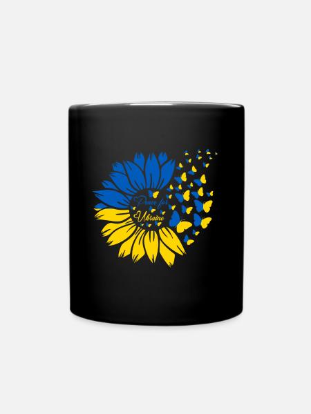Peace For Ukraine - Tasse einfarbig - Schwarz