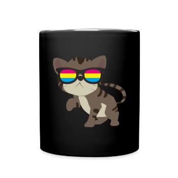 LGBT Cat Pan Pride Month Gift Pansexual - Full Colour Mug - black - Front