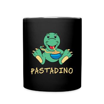 Pastadino Funny Dinosaur with Pasta - Full Colour Mug - black - Front