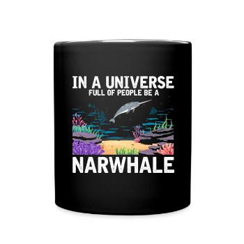 Narwhale Unicorn Whale Whales Sea Ocean Biology - Full Colour Mug - black - Front
