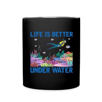 Diving Adventure Divers Sea Ocean - Full Colour Mug - black - Front