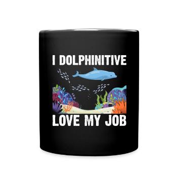 Dolphin Diving Diver Marine Biologist Zooologist - Full Colour Mug - black - Front