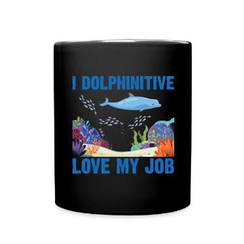 Dolphin Diving Diver Marine Biologist Zooologist - Full Colour Mug - black - Front