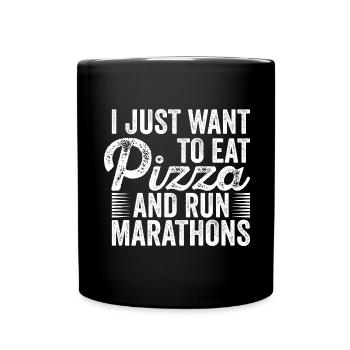 Pizza Und Marathon Läufer Laufen - Tasse einfarbig - Schwarz - Vorne