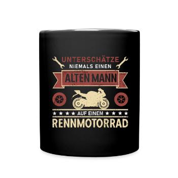 Unterschätze Alten Mann Rennmotorrad Motorrad Opa - Tasse einfarbig - Schwarz - Vorne