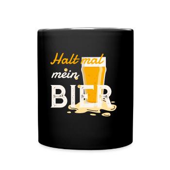 Lustiger Spruch: Halt mal mein Bier. - Tasse einfarbig - Schwarz - Vorne