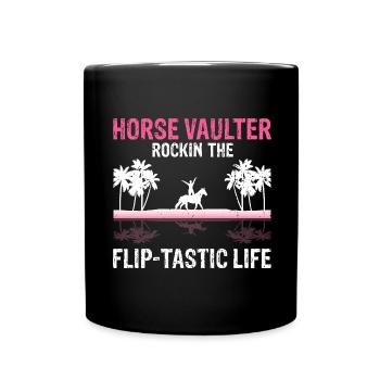 Voltigieren Design und Voltigieren Pferde Designs - Tasse einfarbig - Schwarz - Vorne