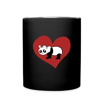 roter Panda cartoon herz liebe bär - Tasse einfarbig - Schwarz - Vorne
