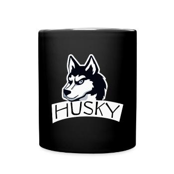 Vintage Husky Team Hund Malamute - Tasse einfarbig - Schwarz - Vorne