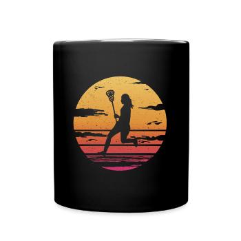 Lacrosse Player Retro Women Lacrosse - Full Colour Mug - black - Front