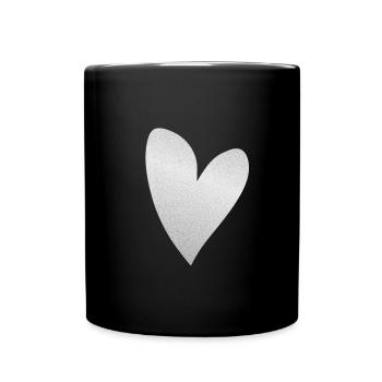 herz grau glitzer symbol liebe form - Tasse einfarbig - Schwarz - Vorne