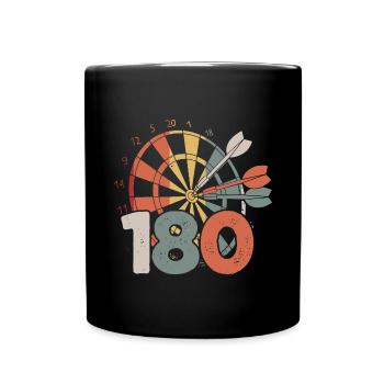 Retro Dart Motifs & Vintage Dartboard 180 Dart - Full Colour Mug - black - Front