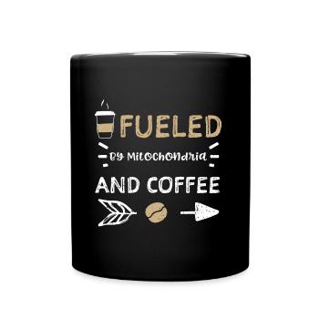 Alimenté par les mitochondries et le café - Mug uni - noir - Devant