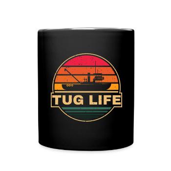 Schlepper Schleppboot Tug Life - Full Colour Mug - black - Front