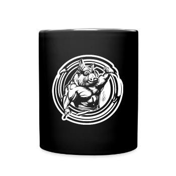 Muscous bodybuilder pig - Full Colour Mug - black - Front