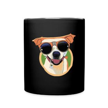 Chien cool avec des lunettes de soleil - Mug uni - noir - Devant