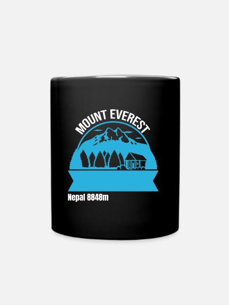 Mount Everest Poster Karte Höchster Berg der Welt - Tasse einfarbig - Schwarz