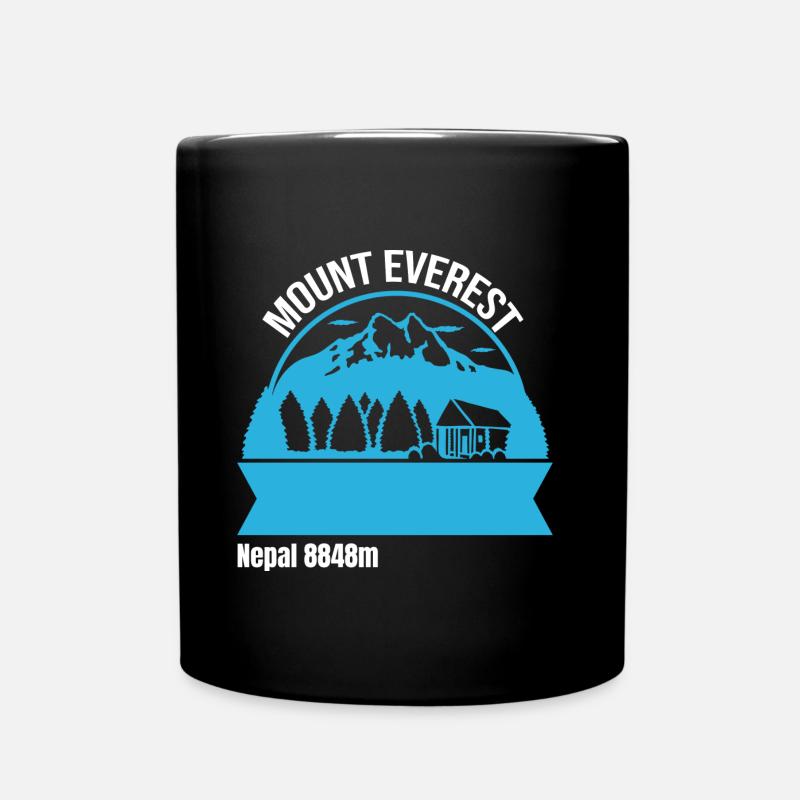 Mount Everest Poster Karte Höchster Berg der Welt - Tasse einfarbig - Schwarz