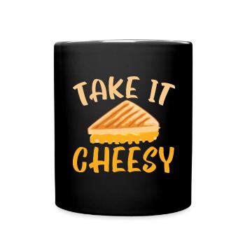 Take it Cheesy Foodie Roasted Grilled Cheese - Full Colour Mug - black - Front