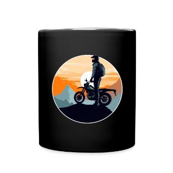 Sunset Motorcyclist Motorcycle Biker - Full Colour Mug - black - Front