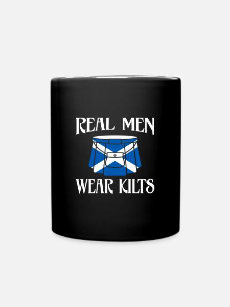 Scotland Real Men Wear Kilts - Full Colour Mug - black
