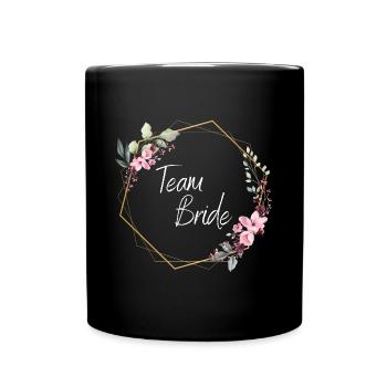 Team Bride Blumen Hochzeit Geschenk - Tasse einfarbig - Schwarz - Vorne