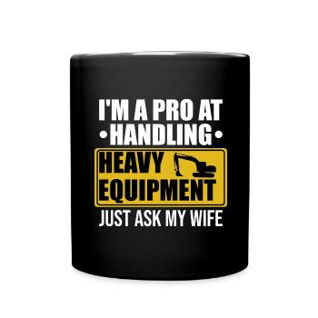 Retro Excavator Slogan Excavator Driver Construction Site - Full Colour Mug - black - Front