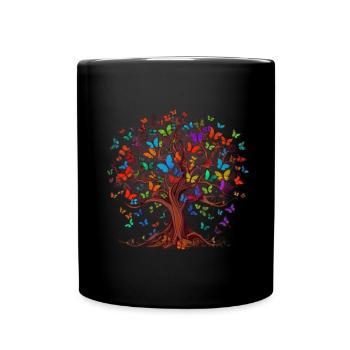 Papillon Arbre Papillons colorés Mouches - Mug uni - noir - Devant