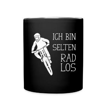 MTB Fahrer Mountainbike Ich Bin Selten Radlos - Tasse einfarbig - Schwarz - Vorne