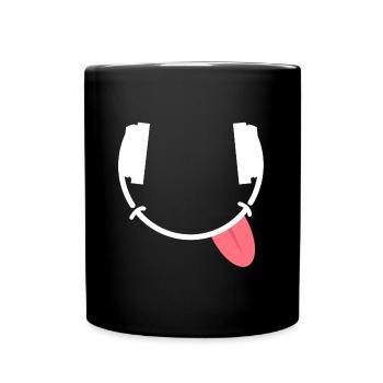 Laughing Headphones | Music, Party, Concert - Full Colour Mug - black - Front