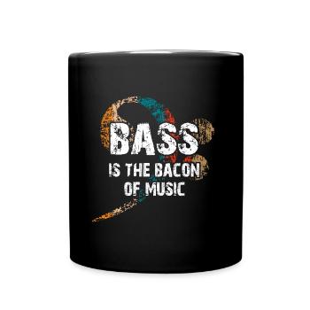 Bass is the Bacon of the Music - Bass clef - Full Colour Mug - black - Front